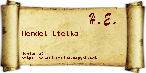 Hendel Etelka névjegykártya